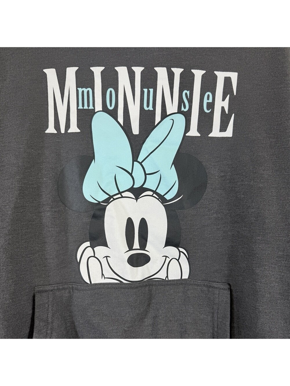 Disney Minnie Mouse Hoodie Womens Large Gray Sweatshirt